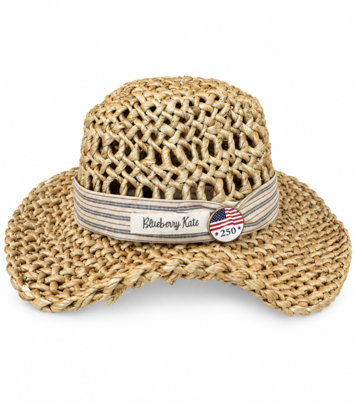 One-of-a-Kind Hand-Embellished Raffia Hat by Blueberry Kate