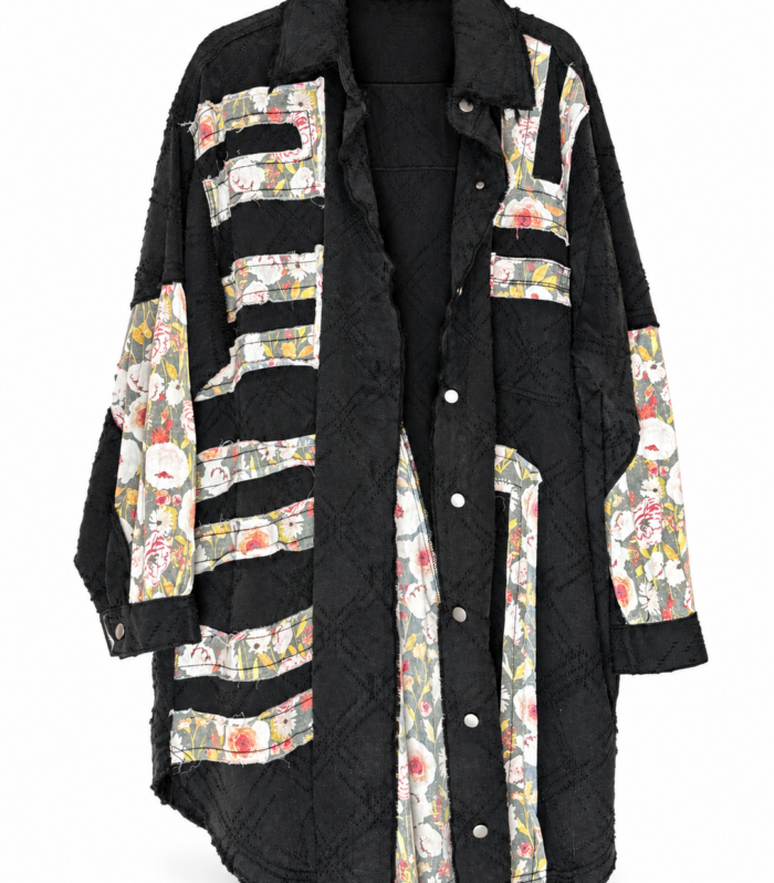 Black Floral Long Jacket