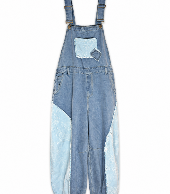 Denim Overalls with Accent Pockets