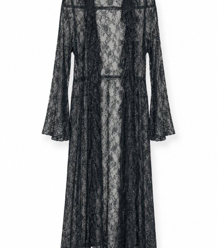 Black Long Lace Cardigan