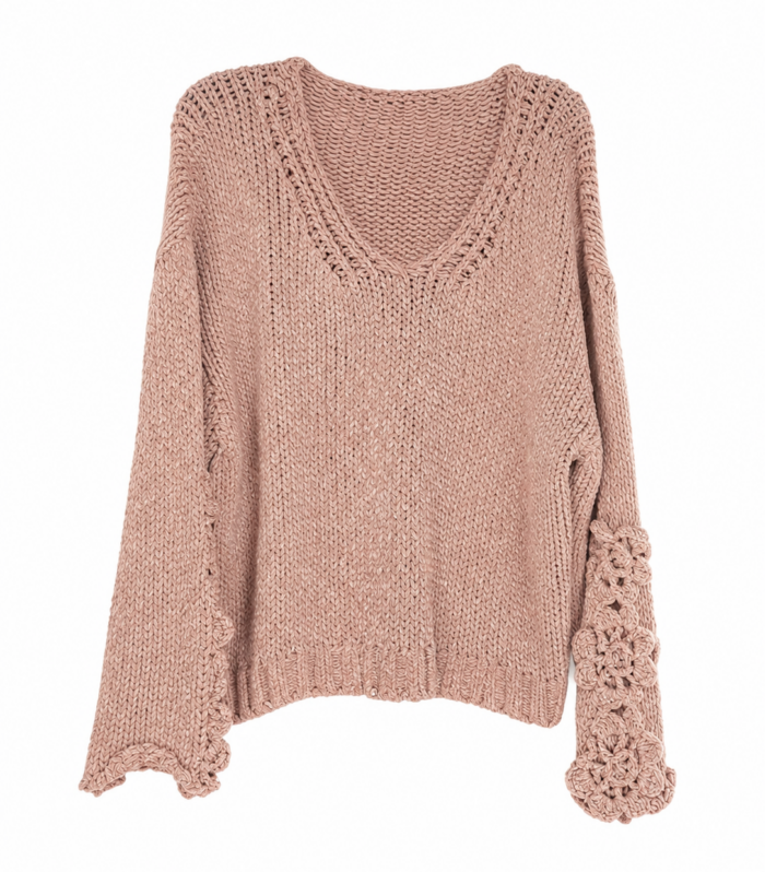 Mauve Crochet Sweater Front