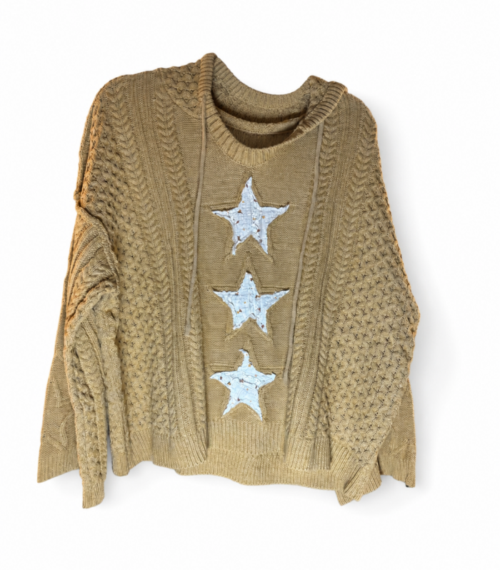 Mocha star hooded sweater front