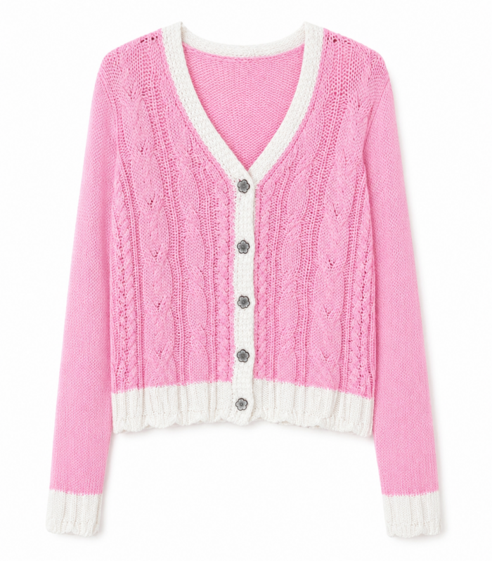 Boho Pink Knit SweaterFront